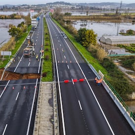 Motorway collapses as storms batter Spain and Portugal