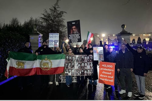 Iranians protest as Dublin hotel hosts event marking 1979 revolution 