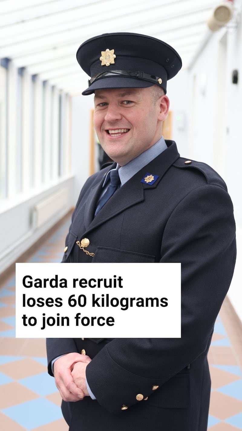Recruit who lost 10.5 stone completes 18 year dream of becoming Garda